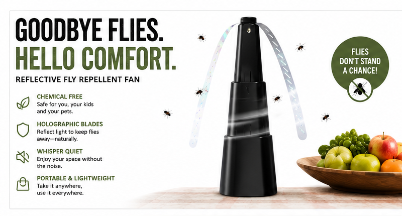 Portable Fly Repelling Fan – Chemical-Free Outdoor Food Protector