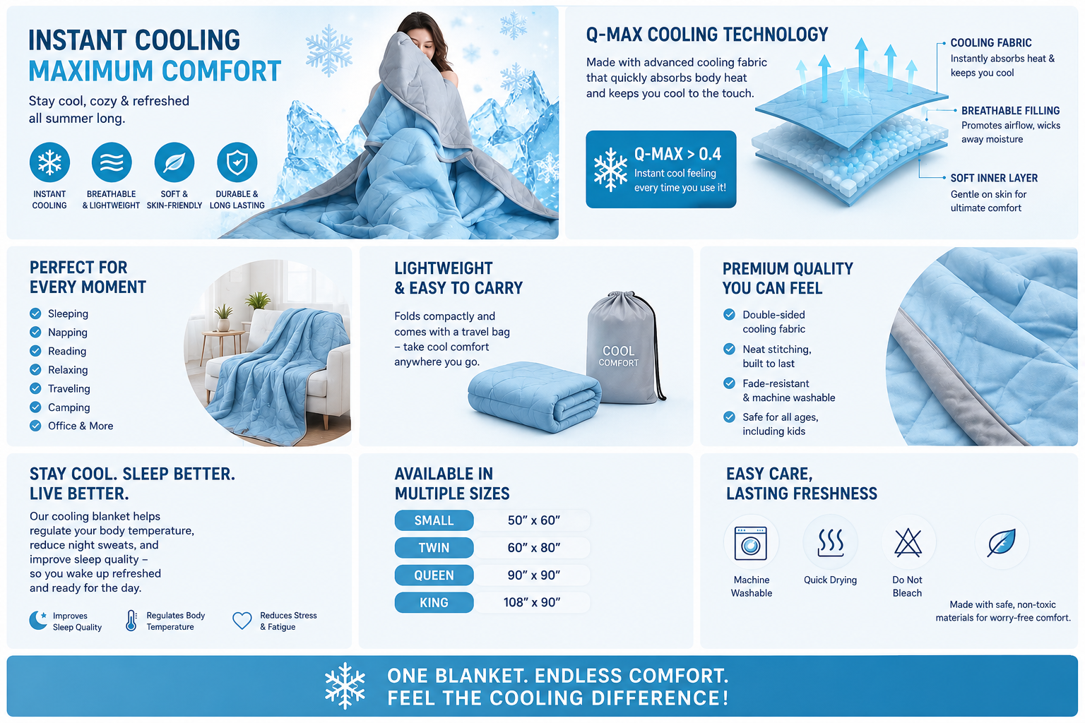 Cooling Blanket for Hot Sleepers | Lightweight Summer Cooling Throw