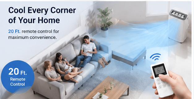 Portable 15,000 BTU Smart Air Conditioner | Cool, Fan & Dehumidifier