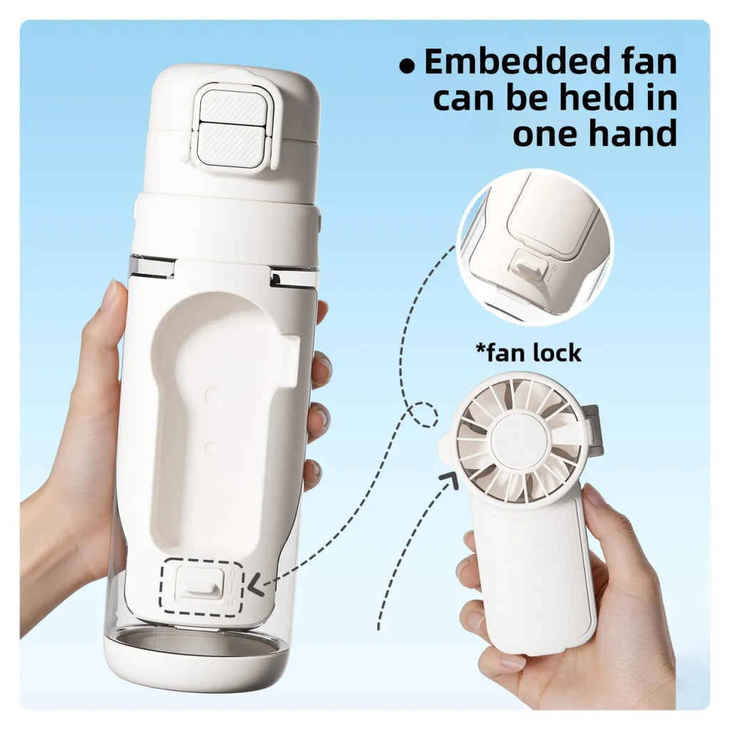 Water Bottle Fan — 3-in-1 Spray Mist, Fan & Insulated Water Bottle