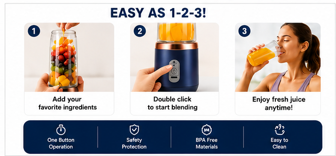 Portable USB Blender Bottle | Fresh Smoothies Anywhere