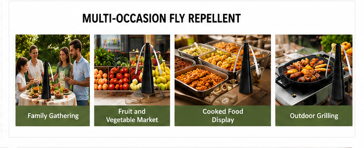 Portable Fly Repelling Fan – Chemical-Free Outdoor Food Protector