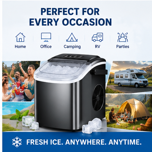 26 lb Portable Countertop Ice Maker – Fast Self-Cleaning Ice Machine