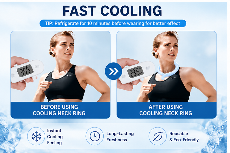 Instant Cooling Neck Ring – Reusable Ice Gel Cooling Collar