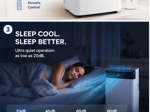 14,000 BTU Portable Air Conditioner with Remote Control | Cool Rooms Up to 550 Sq. Ft.