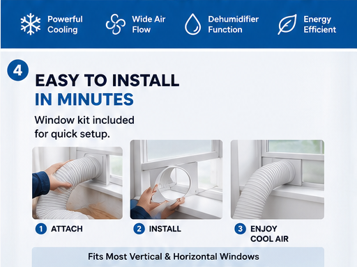 14,000 BTU Portable Air Conditioner with Remote Control | Cool Rooms Up to 550 Sq. Ft.