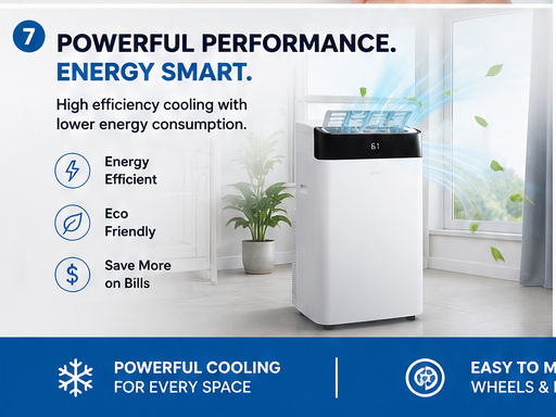 14,000 BTU Portable Air Conditioner with Remote Control | Cool Rooms Up to 550 Sq. Ft.
